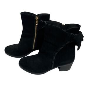 UGG Black Fraise Whipstitch Ankle Booties Boots Sz 9.5 Suede Leather 1018783